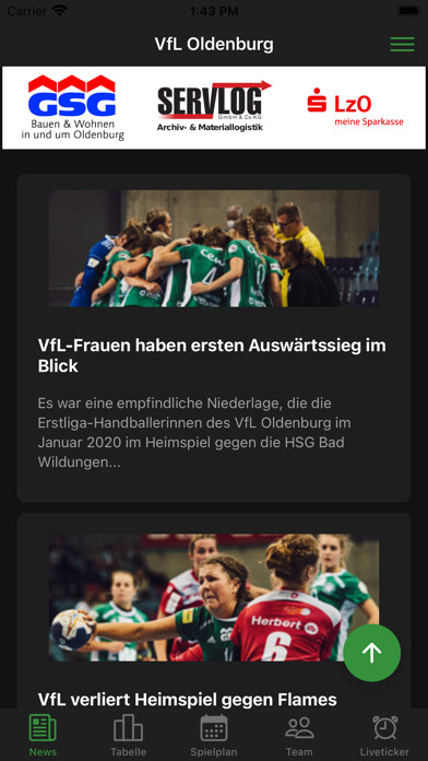 Emulate iPhone app VfL Oldenburg Handball using MyAndroid