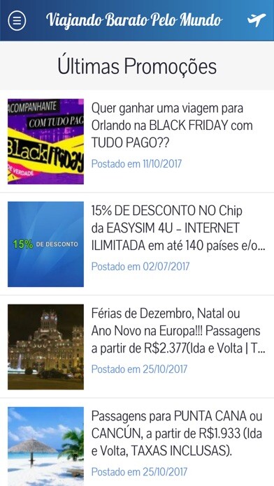 Emulate iPhone app Viajando Barato Pelo Mundo using MyAndroid