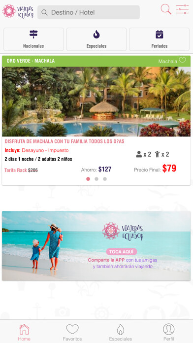 Emulate iPhone app Viajeras Ecuador using MyAndroid