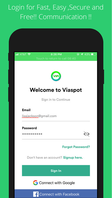 Emulate iPhone app ViaSpot using MyAndroid