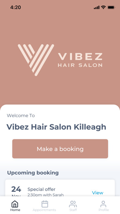 Emulate iPhone app Vibez Hair Salon Killeagh using MyAndroid Emulate iPhone app Vibez Hair Salon Killeagh using MyAndroid