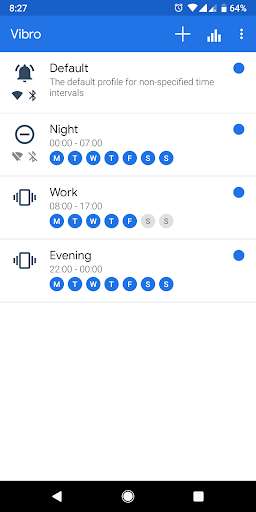 Run android online APK Vibro. Profile Scheduler from MyAndroid or emulate Vibro. Profile Scheduler using MyAndroid