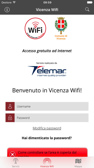 Emulate iPhone app Vicenza WiFi using MyAndroid