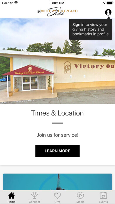 Emulate iPhone app Victory Outreach Seattle using MyAndroid