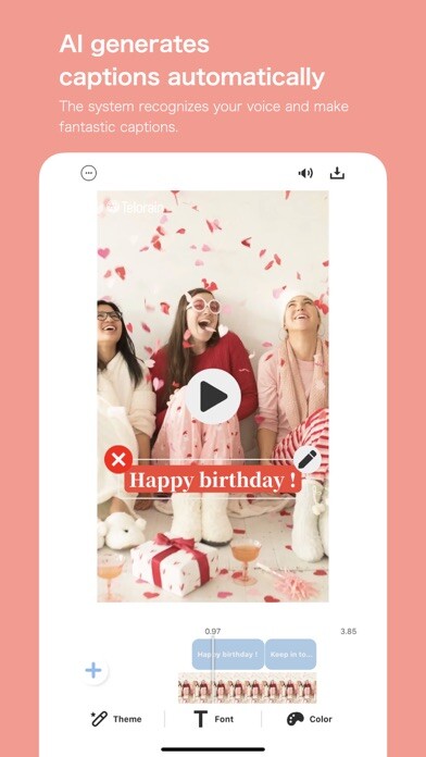 Emulate iPhone app Video Captions App - Telorain using MyAndroid