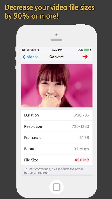 Emulate iPhone app Video Diet - Compress Videos for Free Memory using MyAndroid
