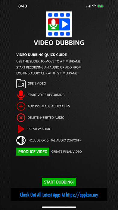 Emulate iPhone app Video Dubbing using MyAndroid