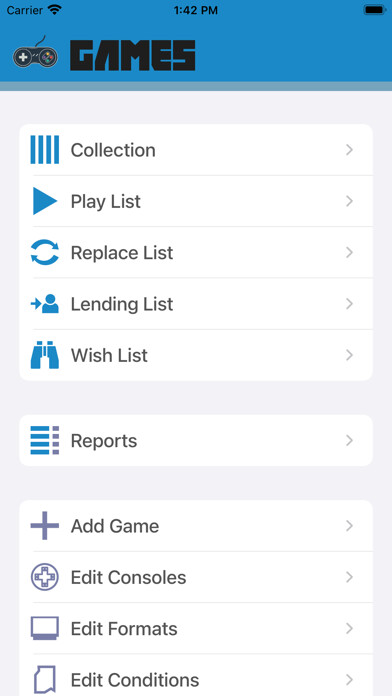 Emulate iPhone app Video Games Collector using MyAndroid