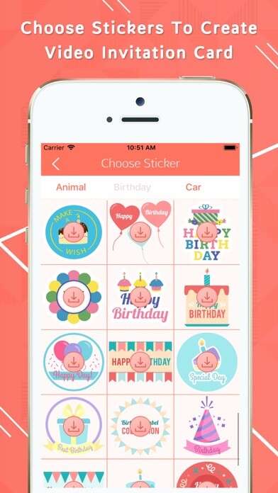 Emulate iPhone app Video Invitation Card Maker using MyAndroid