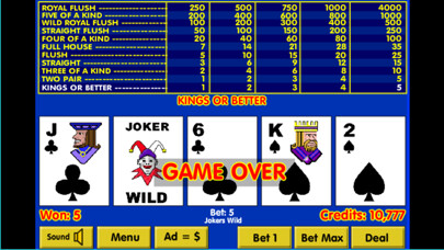 Emulate iPhone app Video Poker by Tornado Games using MyAndroid
