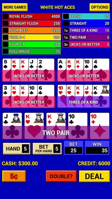 Emulate iPhone app Video Poker Multi. using MyAndroid