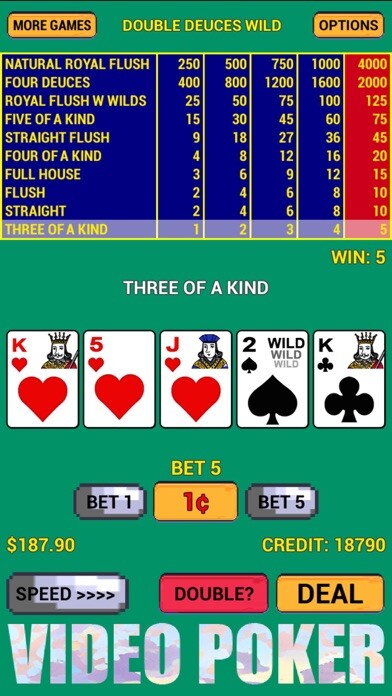 Emulate iPhone app Video Poker Super Classic using MyAndroid