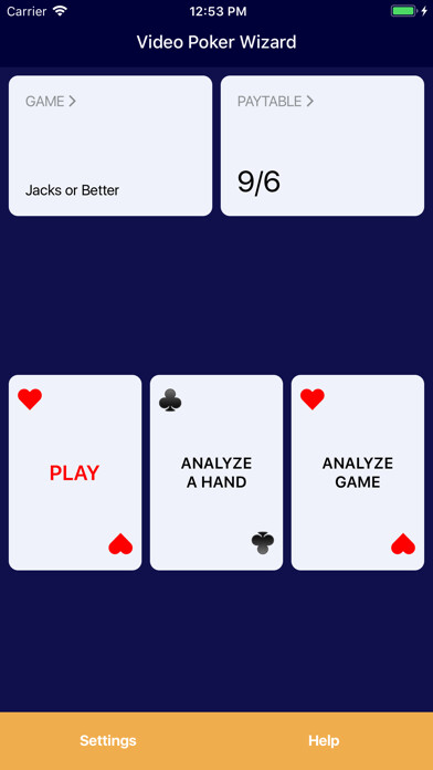 Emulate iPhone app Video Poker - Wizard of Odds using MyAndroid