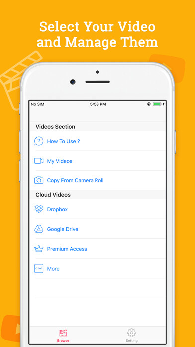 Emulate iPhone app Video Saver & Player using MyAndroid