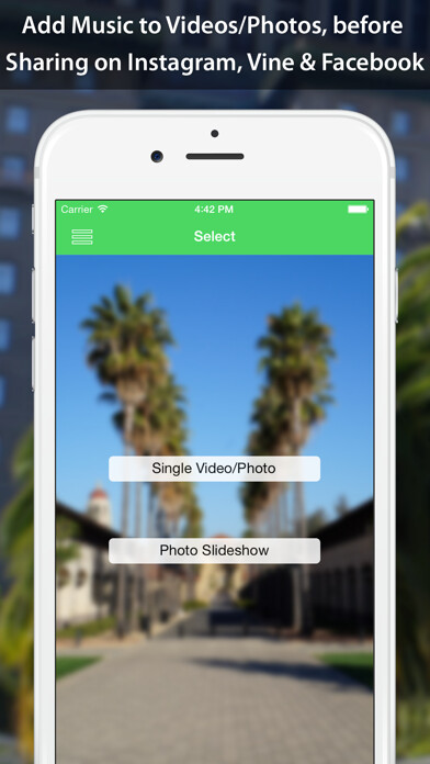 Emulate iPhone app VideoSound - Music to Video using MyAndroid