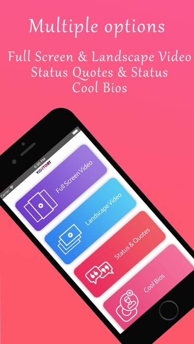 Emulate iPhone app Video Status Quotes Cool Bio using MyAndroid