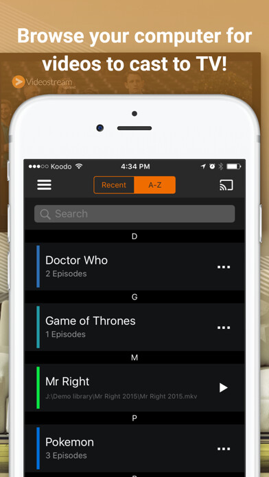 Emulate iPhone app Videostream Mobile for Chromecast using MyAndroid Emulate iPhone app Videostream Mobile for Chromecast using MyAndroid