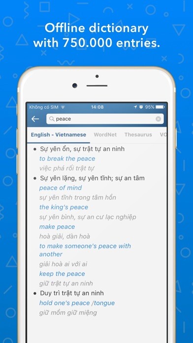 Emulate iPhone app Vietnamese Dictionary Offline using MyAndroid