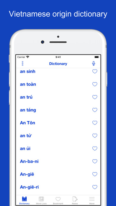 Emulate iPhone app Vietnamese Origin Dictionary using MyAndroid