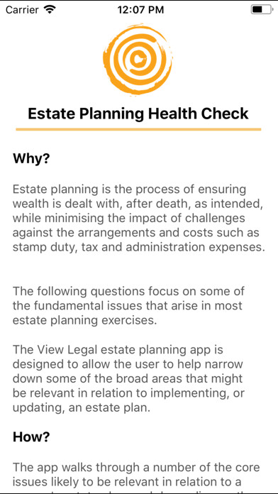 Emulate iPhone app View Legal Estate Planning using MyAndroid