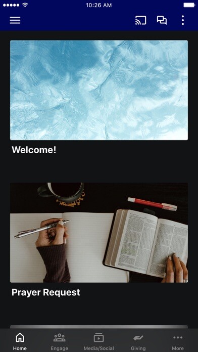 Emulate iPhone app Village Meadows.Church using MyAndroid
