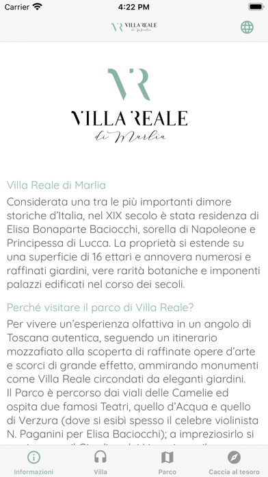 Emulate iPhone app Villa Reale di Marlia using MyAndroid