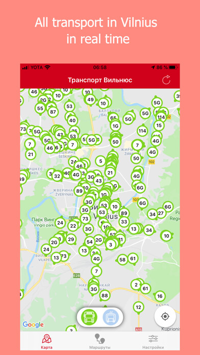 Emulate iPhone app Vilnius Transport - All Bus using MyAndroid