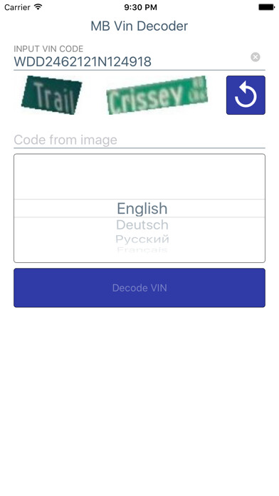 Emulate iPhone app VIN decoder for Mercedes Benz using MyAndroid Emulate iPhone app VIN decoder for Mercedes Benz using MyAndroid