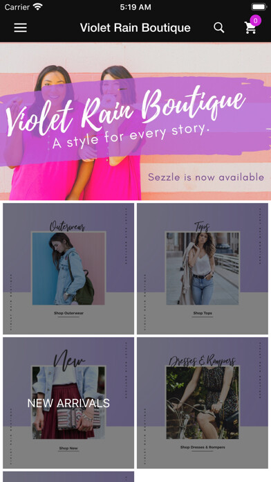 Emulate iPhone app VIOLET RAIN BOUTIQUE using MyAndroid Emulate iPhone app VIOLET RAIN BOUTIQUE using MyAndroid
