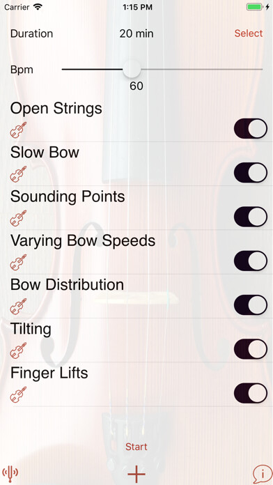 Emulate iPhone app Violin Bow Hand Coach using MyAndroid