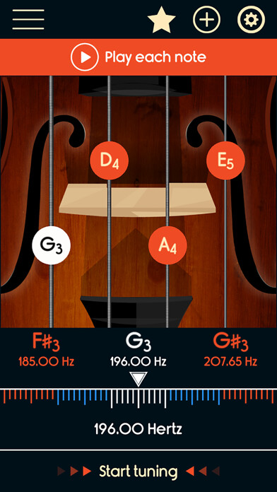 Emulate iPhone app Violin Tuner Master using MyAndroid