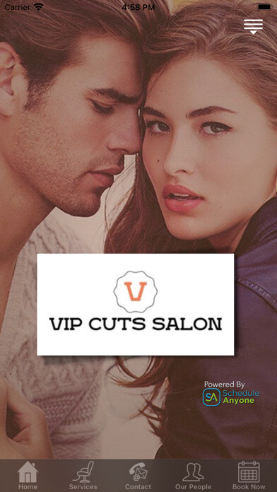 Emulate iPhone app Vip Cuts Salon using MyAndroid