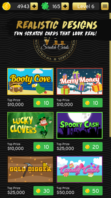 Emulate iPhone app VIP Scratch Cards using MyAndroid