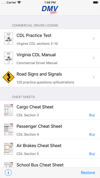 Emulate iPhone app Virginia CDL Test Prep using MyAndroid