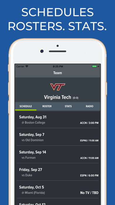 Emulate iPhone app Virginia Tech Football using MyAndroid