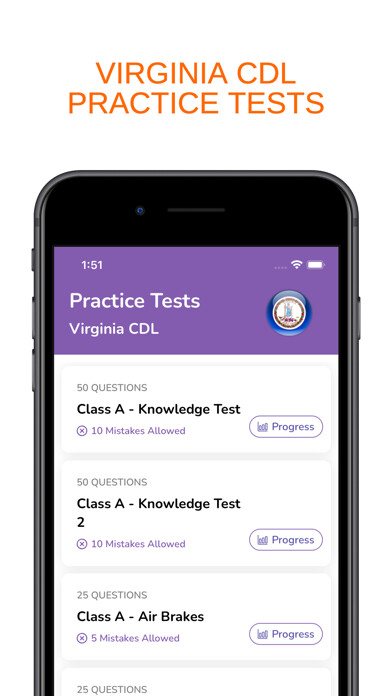 Emulate iPhone app Virginia VA CDL Permit Test using MyAndroid Emulate iPhone app Virginia VA CDL Permit Test using MyAndroid