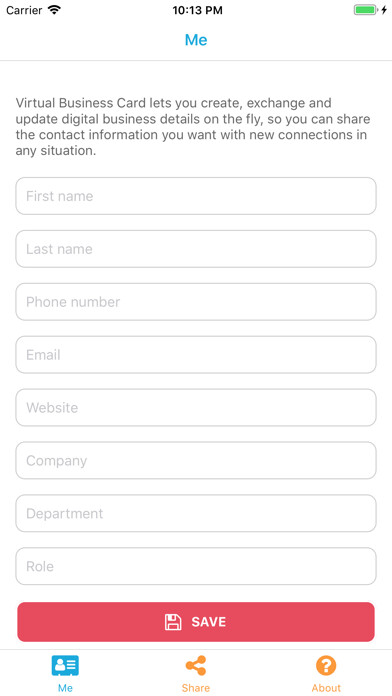 Emulate iPhone app Virtual Business Card using MyAndroid