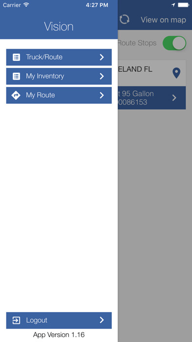 Emulate iPhone app Vision Rehrig Pacific using MyAndroid