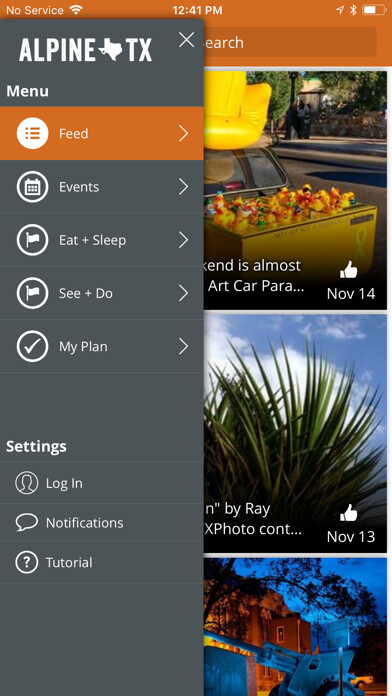 Emulate iPhone app Visit Alpine Texas! using MyAndroid