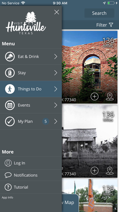Emulate iPhone app Visit Huntsville, TX! using MyAndroid