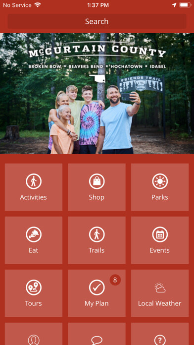 Emulate iPhone app Visit McCurtain County using MyAndroid
