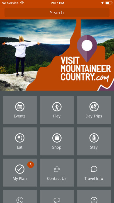 Emulate iPhone app Visit Mountaineer Country using MyAndroid