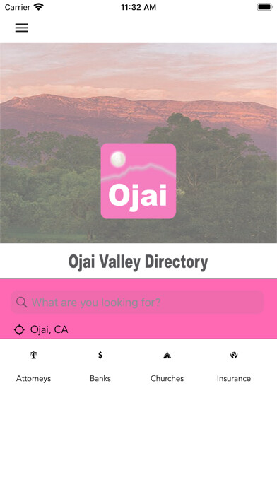 Emulate iPhone app Visit Ojai Directory using MyAndroid