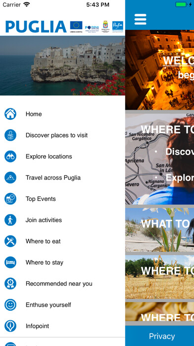 Emulate iPhone app Visit Puglia Official App using MyAndroid