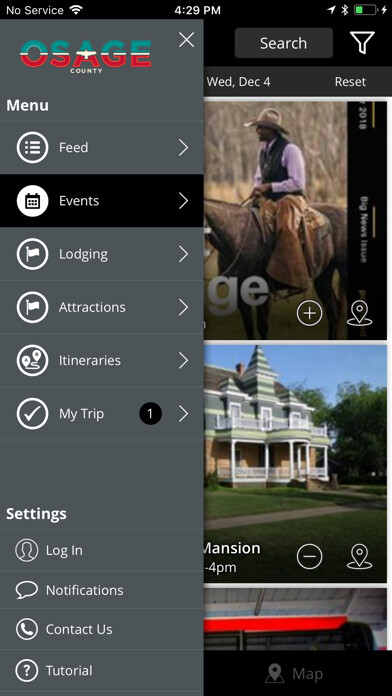 Emulate iPhone app Visit The Osage using MyAndroid