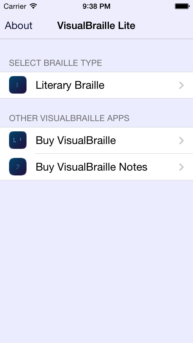 Emulate iPhone app VisualBraille Lite using MyAndroid Emulate iPhone app VisualBraille Lite using MyAndroid