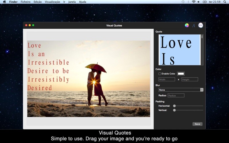 Emulate iPhone app Visual Quotes: Create your own inspirational picture quotes using MyAndroid
