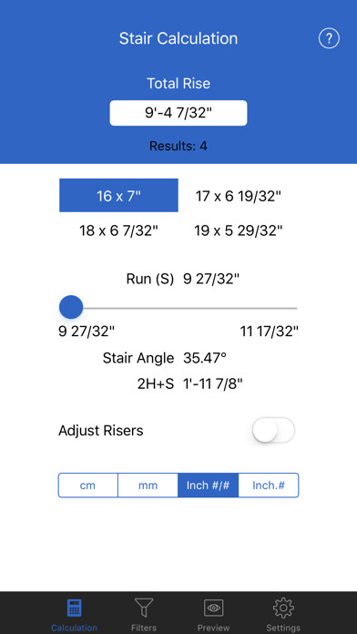 Emulate iPhone app Visual Stair Calc using MyAndroid