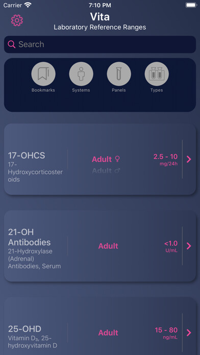 Emulate iPhone app Vita - Lab Reference Ranges using MyAndroid Emulate iPhone app Vita - Lab Reference Ranges using MyAndroid