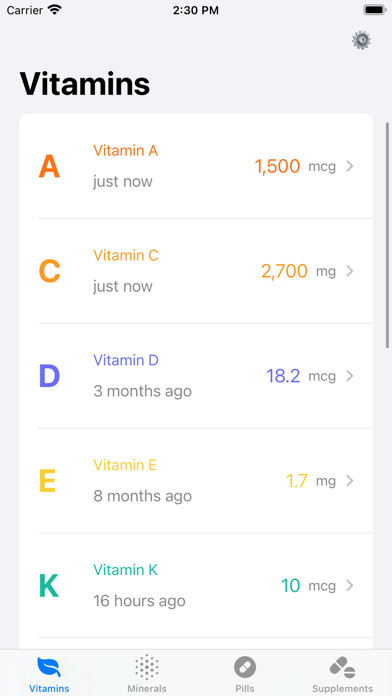 Emulate iPhone app Vitamin Book - Track Nutrition using MyAndroid